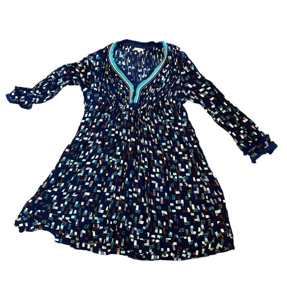 Poupette St Barth / Ola mini Dress Blue fringe geometric pattern small s - Picture 3 of 10